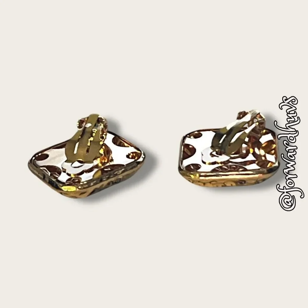Bundle Sale 3 for $15 | Gold-Tone Textured Square Clip-On Earrings